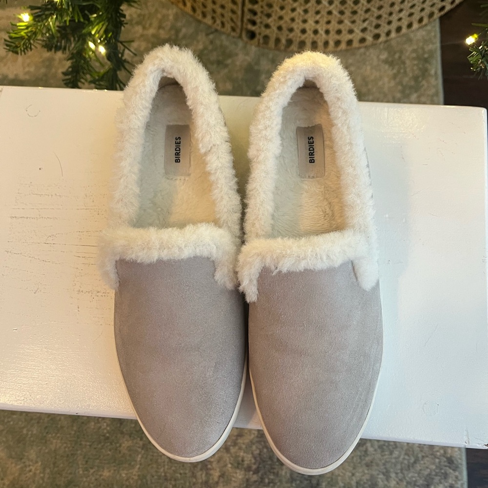 Birdies The Swift Suede & faux fur shoes in Dove Gray